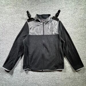 Pony Fleece Jacket Women's L Black Gray Colorblock Full Zip Warm Hiking Outdoor